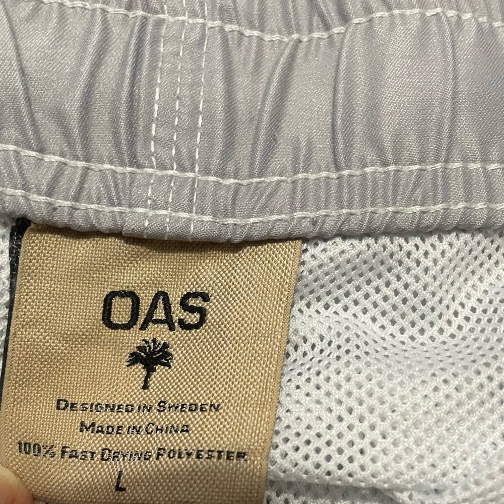 OAS Flamingo Embroidered Grey Silver Man’s Trunks Boat Shorts Size L - Picture 8 of 8